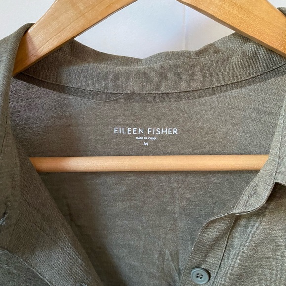 Eileen Fisher Silk and Cotton Blend Button Down Pocket Blouse - Picture 7 of 7